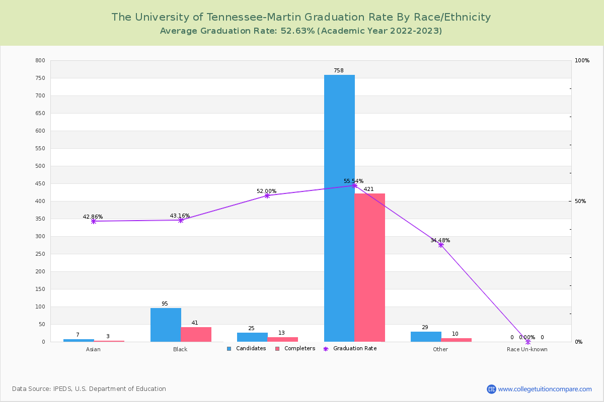 The University of Tennessee-Martin graduate rate by race