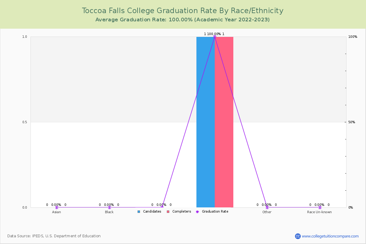 Toccoa Falls College graduate rate by race