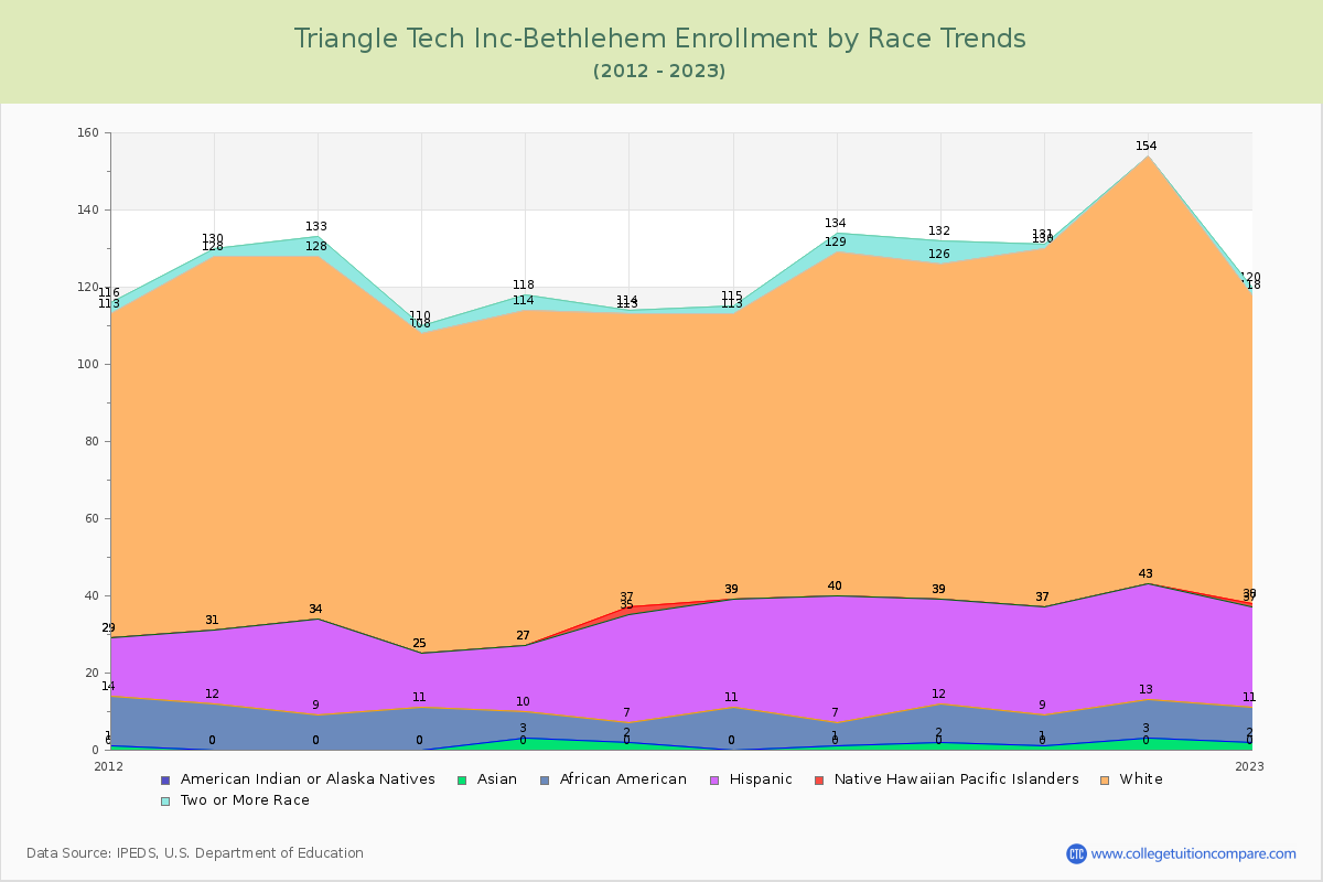 Triangle Tech Inc-Bethlehem Enrollment by Race Trends Chart