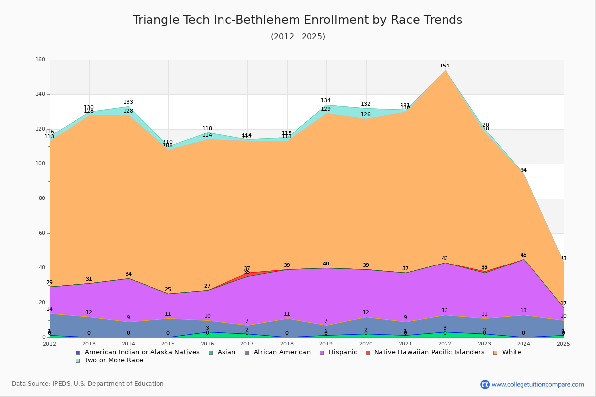 Triangle Tech Inc-Bethlehem Enrollment by Race Trends Chart