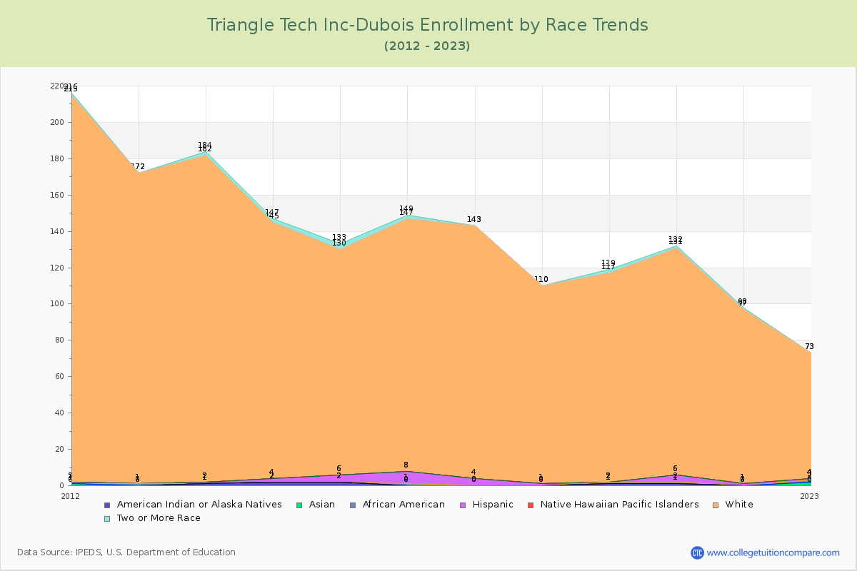 Triangle Tech Inc-Dubois Enrollment by Race Trends Chart