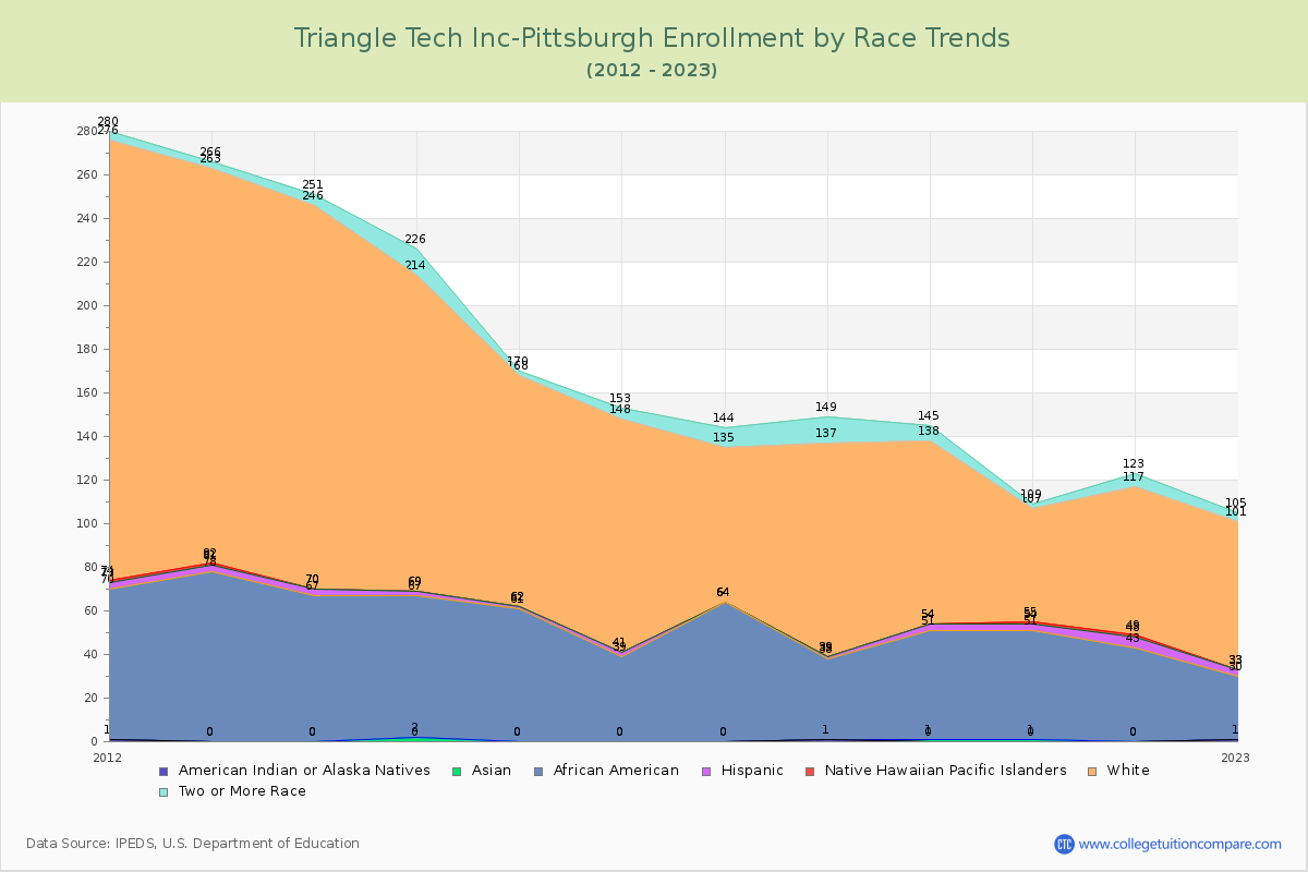 Triangle Tech Inc-Pittsburgh Enrollment by Race Trends Chart