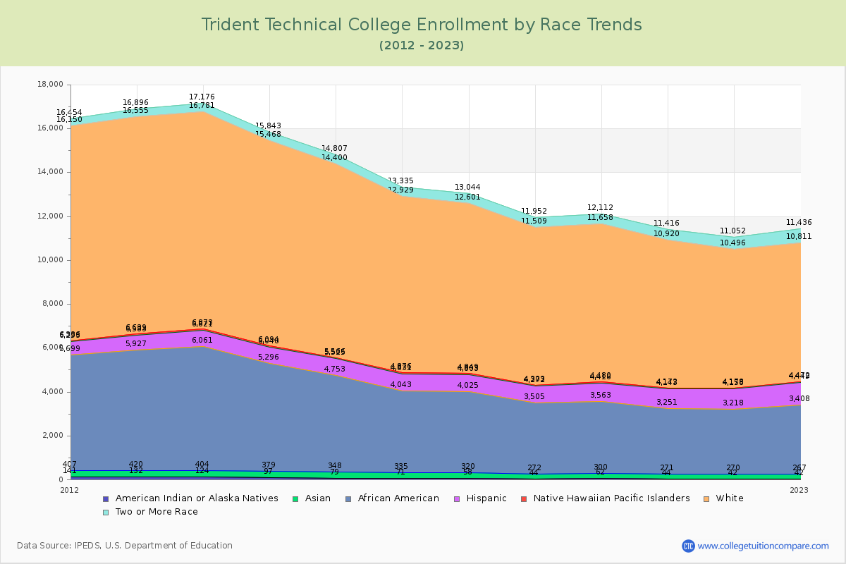 Trident Technical College Enrollment by Race Trends Chart