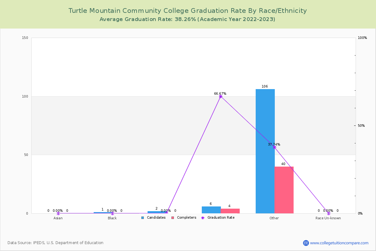 Turtle Mountain Community College graduate rate by race