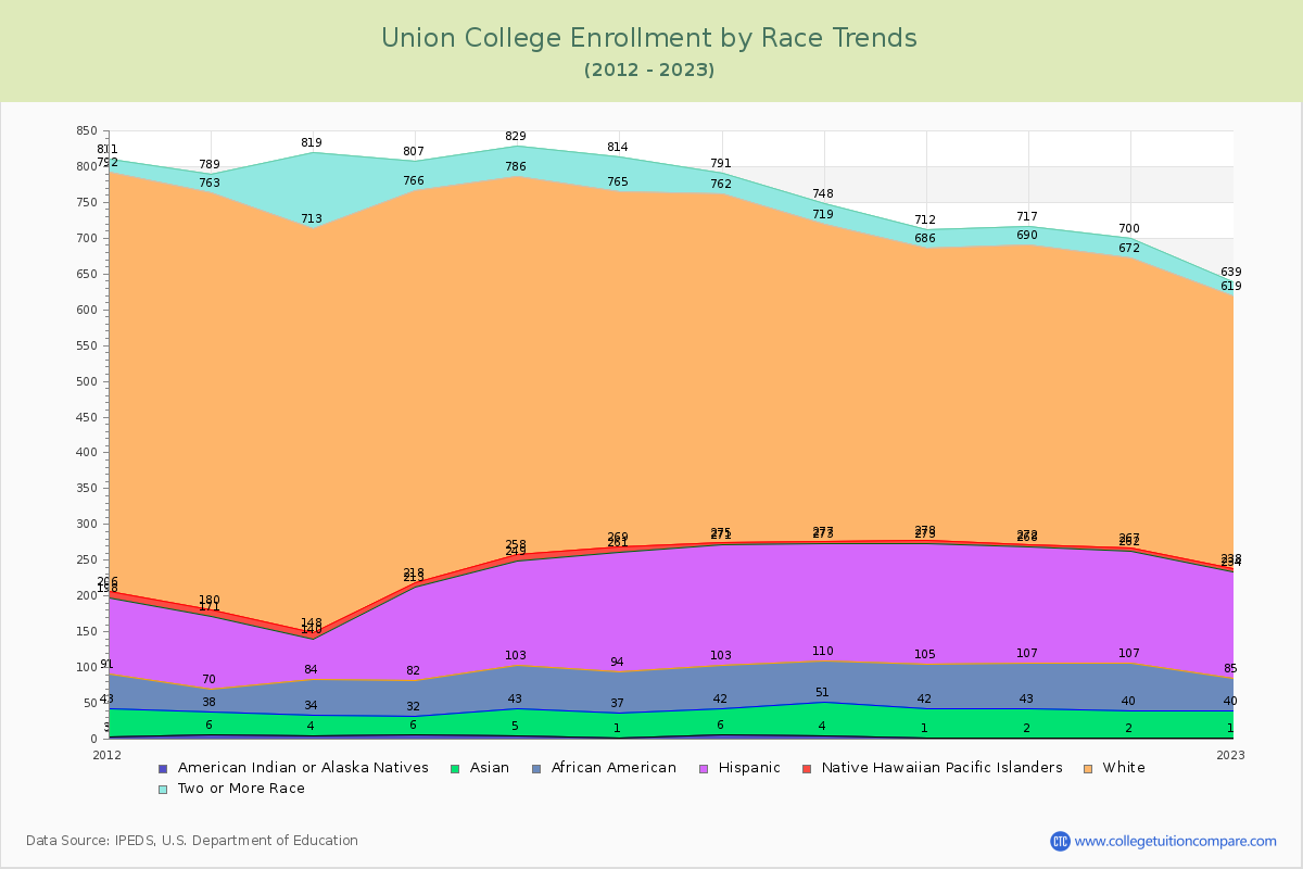 Union College Enrollment by Race Trends Chart