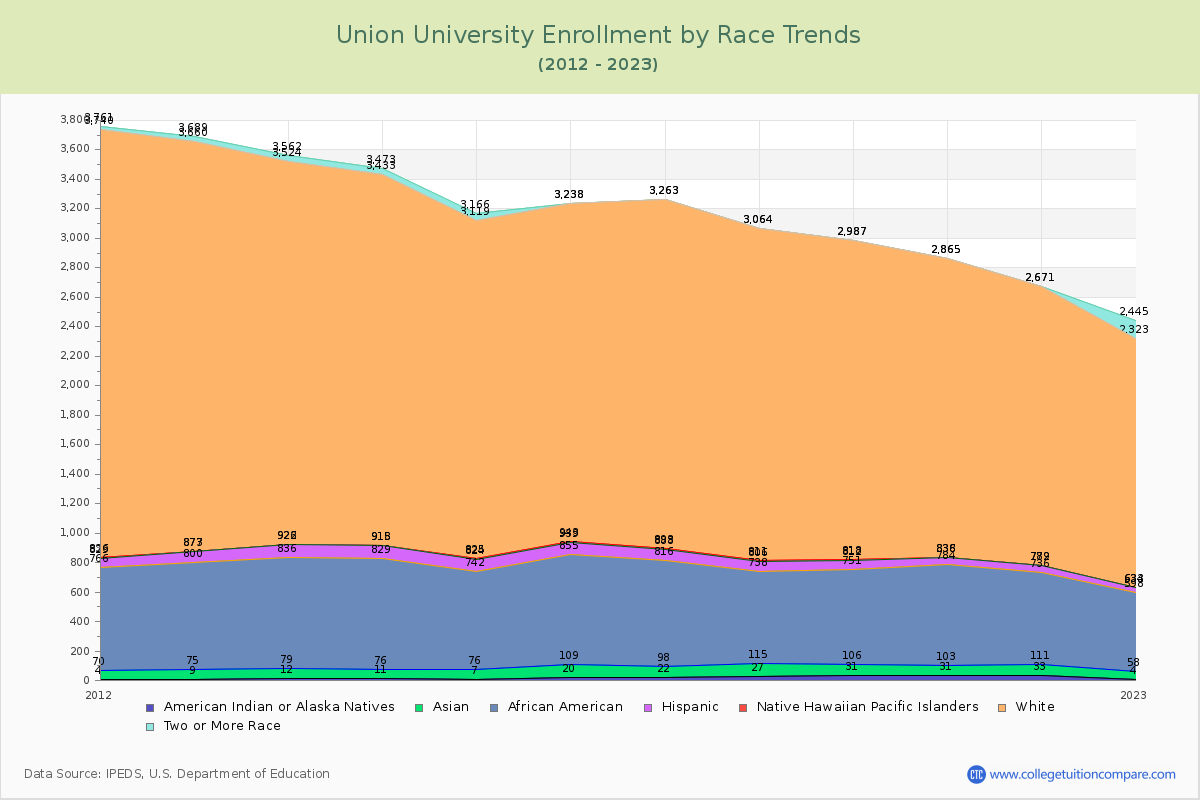 Union University Enrollment by Race Trends Chart