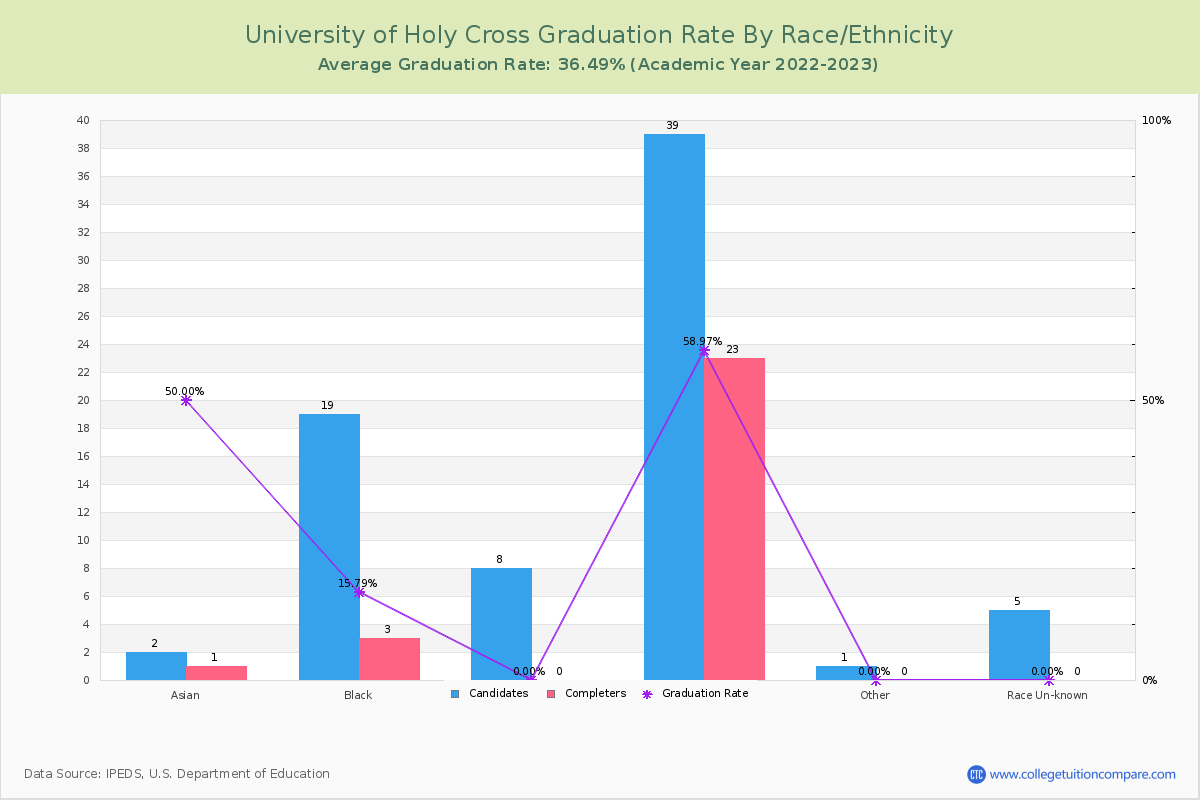 University of Holy Cross graduate rate by race