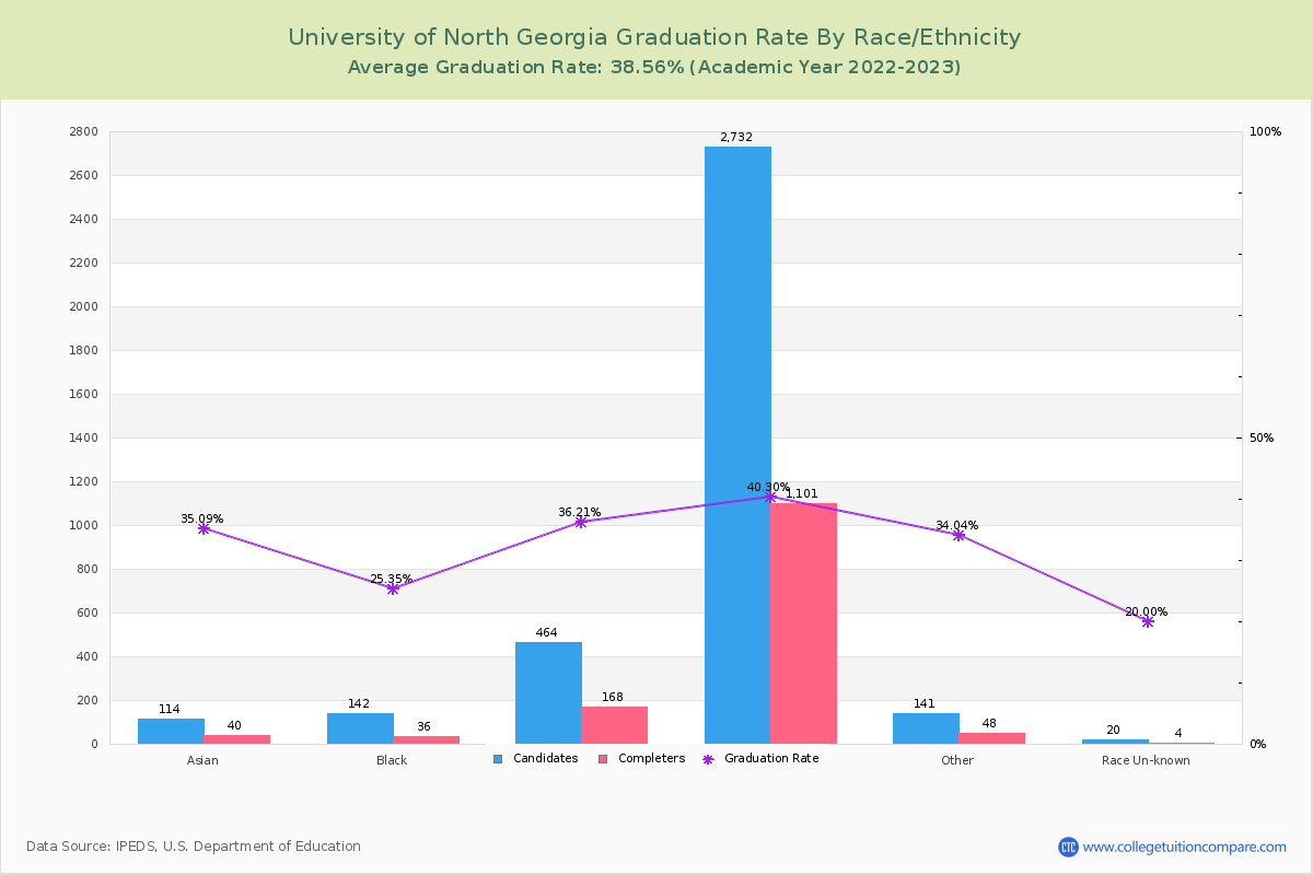 University of North Georgia graduate rate by race