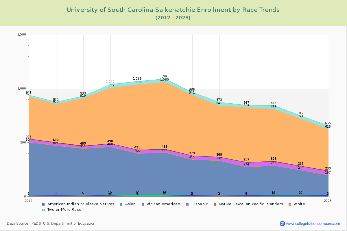 University of South Carolina-Salkehatchie Enrollment by Race Trends Chart