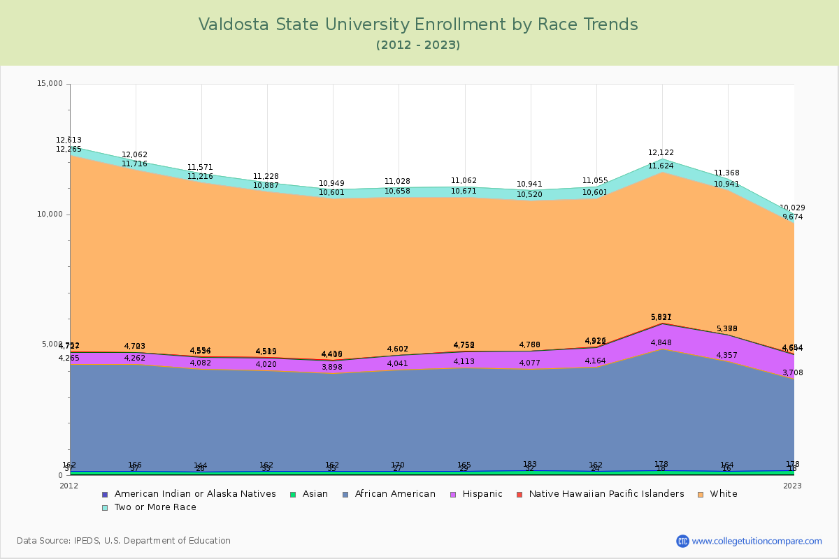 Valdosta State University Enrollment by Race Trends Chart
