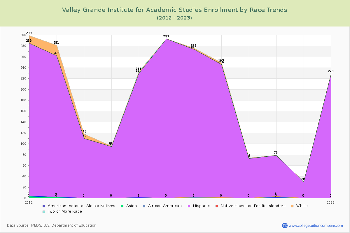 Valley Grande Institute for Academic Studies Enrollment by Race Trends Chart