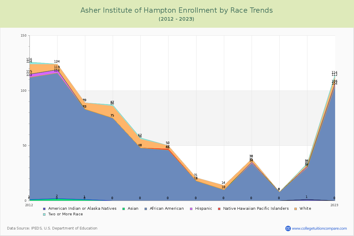 Asher Institute of Hampton Enrollment by Race Trends Chart