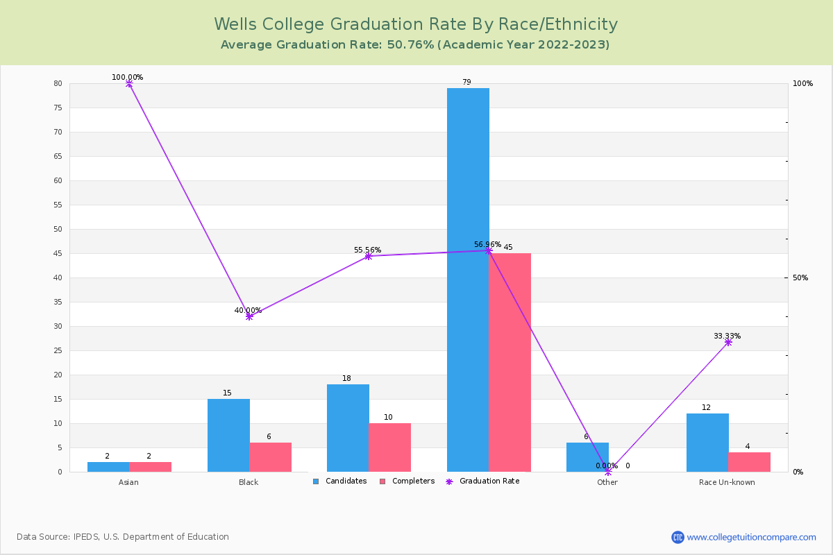 Wells College graduate rate by race