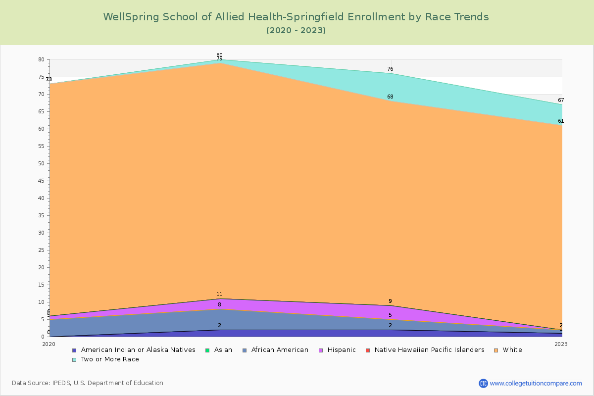 WellSpring School of Allied Health-Springfield Enrollment by Race Trends Chart