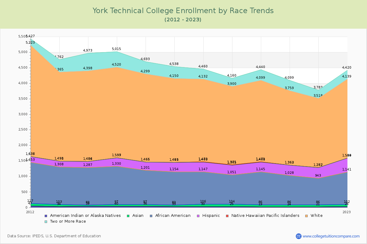 York Technical College Enrollment by Race Trends Chart