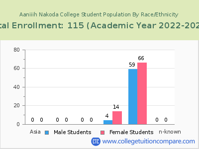 Aaniiih Nakoda College 2023 Student Population by Gender and Race chart