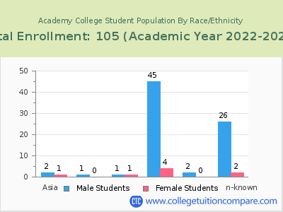 Academy College 2023 Student Population by Gender and Race chart