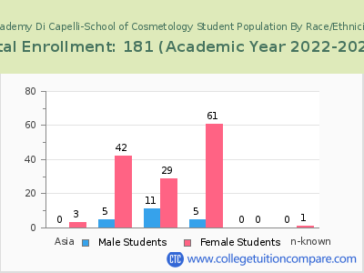Academy Di Capelli-School of Cosmetology 2023 Student Population by Gender and Race chart