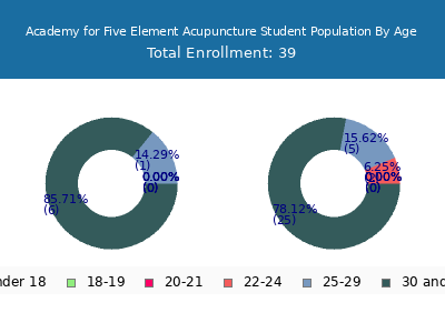 Academy for Five Element Acupuncture 2025 Student Population Age Diversity Pie chart