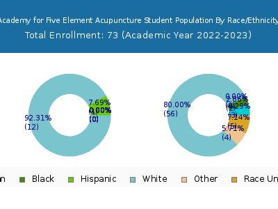 Academy for Five Element Acupuncture 2023 Student Population by Gender and Race chart