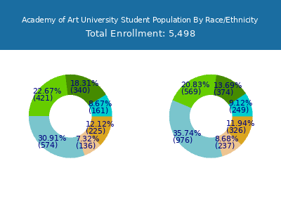 Academy of Art University 2025 Student Population by Gender and Race chart