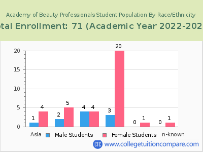 Academy of Beauty Professionals 2023 Student Population by Gender and Race chart