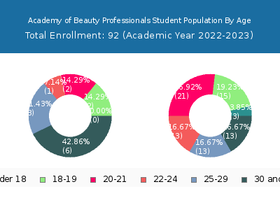 Academy of Beauty Professionals 2023 Student Population Age Diversity Pie chart