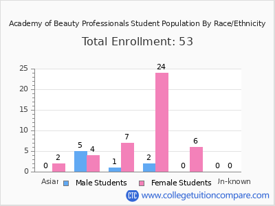 Academy of Beauty Professionals 2025 Student Population by Gender and Race chart
