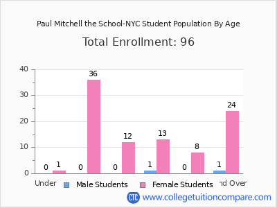 Paul Mitchell the School-NYC 2025 Student Population by Age chart