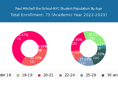 Paul Mitchell the School-NYC 2023 Student Population Age Diversity Pie chart