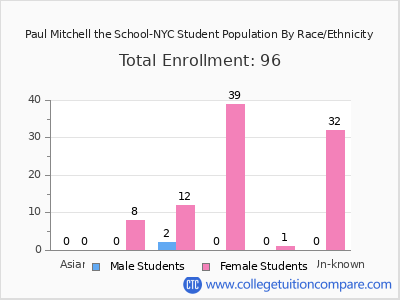 Paul Mitchell the School-NYC 2025 Student Population by Gender and Race chart