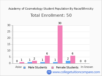 Academy of Cosmetology 2025 Student Population by Gender and Race chart