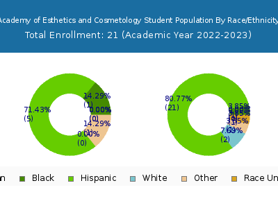 Academy of Esthetics and Cosmetology 2023 Student Population by Gender and Race chart