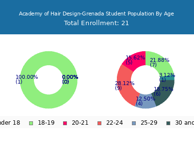Academy of Hair Design-Grenada 2024 Student Population Age Diversity Pie chart