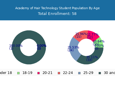 Academy of Hair Technology 2024 Student Population Age Diversity Pie chart