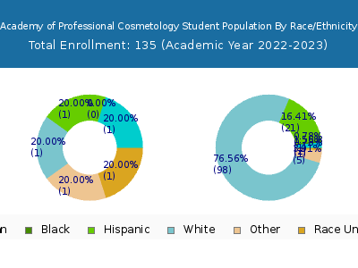 Academy of Professional Cosmetology 2023 Student Population by Gender and Race chart