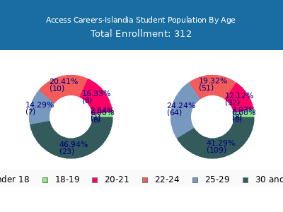 Access Careers-Islandia 2024 Student Population Age Diversity Pie chart