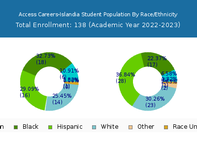 Access Careers-Islandia 2023 Student Population by Gender and Race chart