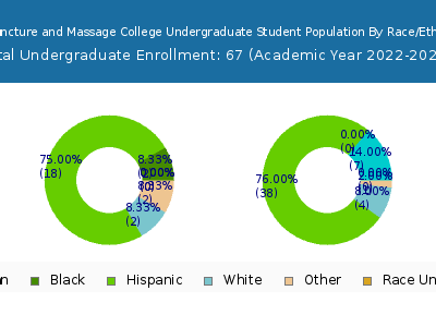 Acupuncture and Massage College 2023 Undergraduate Enrollment by Gender and Race chart