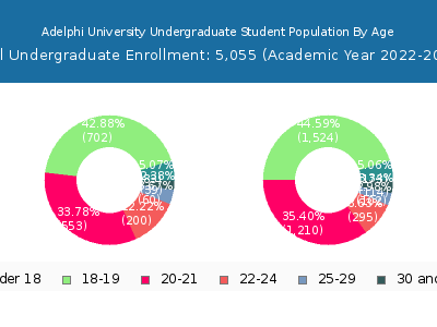 Adelphi University 2023 Undergraduate Enrollment Age Diversity Pie chart
