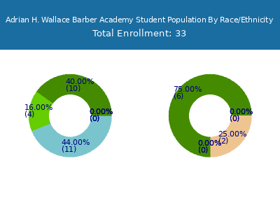 Adrian H. Wallace Barber Academy 2025 Student Population by Gender and Race chart