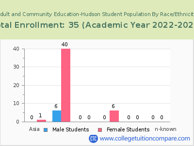 Adult and Community Education-Hudson 2023 Student Population by Gender and Race chart