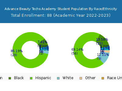 Advance Beauty Techs Academy 2023 Student Population by Gender and Race chart