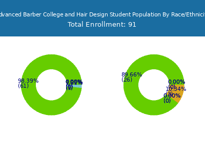 Advanced Barber College and Hair Design 2025 Student Population by Gender and Race chart