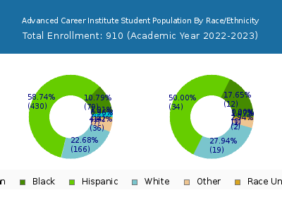 Advanced Career Institute 2023 Student Population by Gender and Race chart