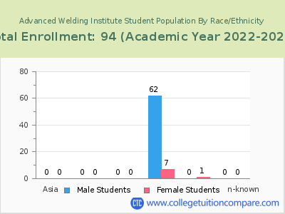 Advanced Welding Institute 2023 Student Population by Gender and Race chart