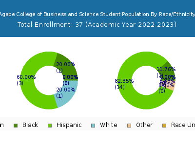 Agape College of Business and Science 2023 Student Population by Gender and Race chart