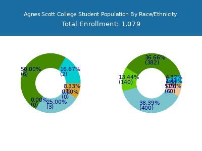 Agnes Scott College 2025 Student Population by Gender and Race chart