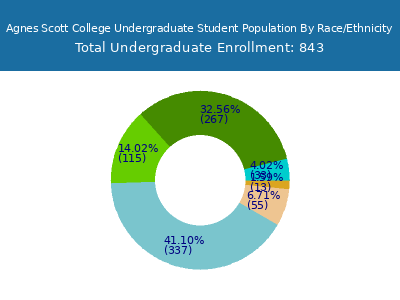 Agnes Scott College 2025 Undergraduate Enrollment by Gender and Race chart