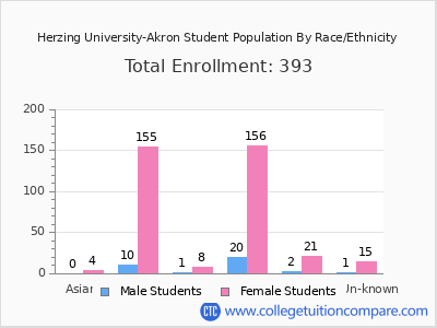 Herzing University-Akron 2025 Student Population by Gender and Race chart